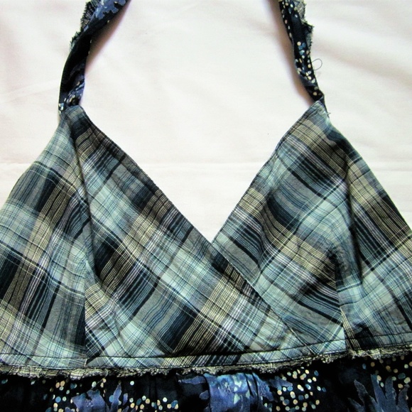 Calvin Klein M Blue Plaid/Floral Adjustable Strap - Picture 3 of 5